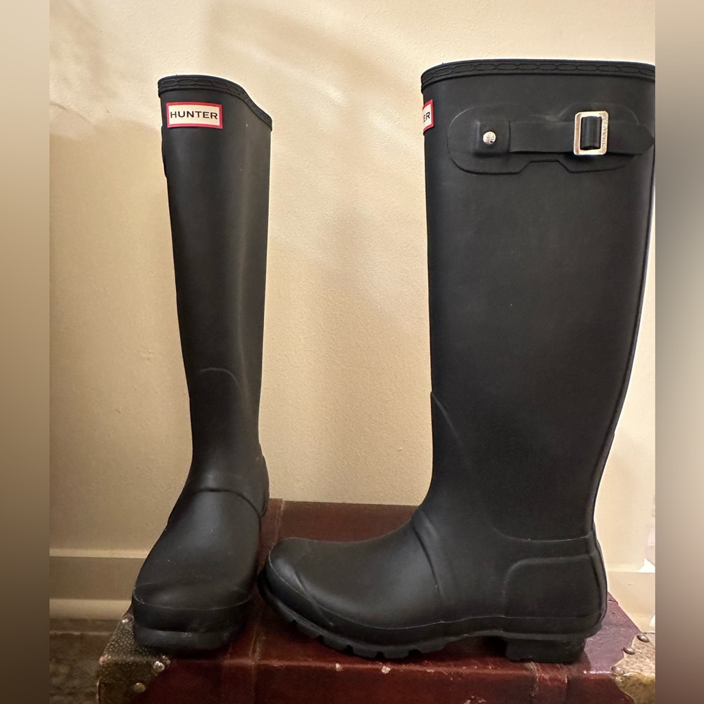Hunter Original Tall Rain Boots Women, matte black, size 9